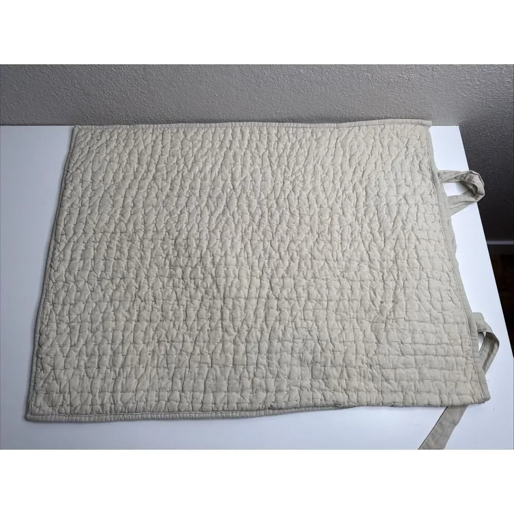 Pottery Barn Natural Beige Pick Stitch Standard Pillow Sham Linen Cotton Blend